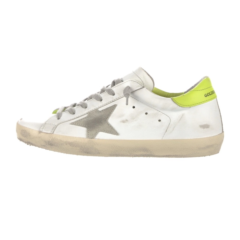 Golden Goose White and Gray Sneakers with Neon Accents and Silver 41
